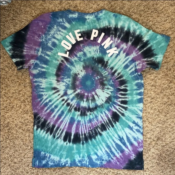 PINK Victoria's Secret Tops - 🍄VS PINK Unique Custom Tie Dye Campus Tee